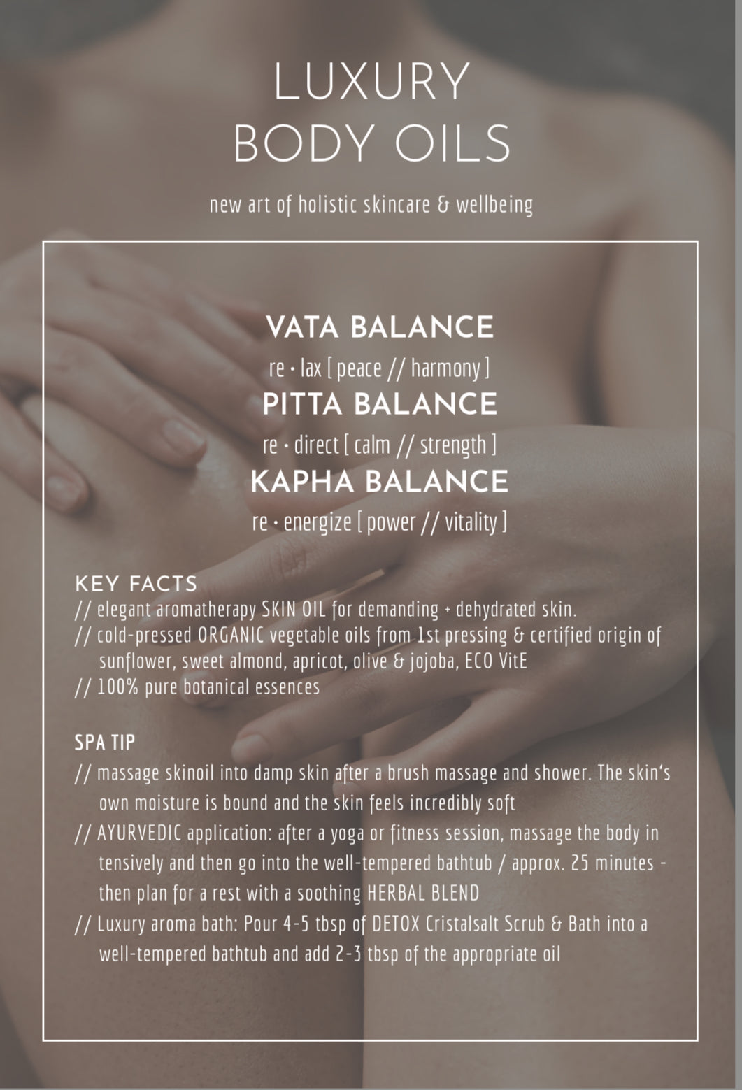 Instruction use Luxury body oils and SPA TIPS ENGLISH