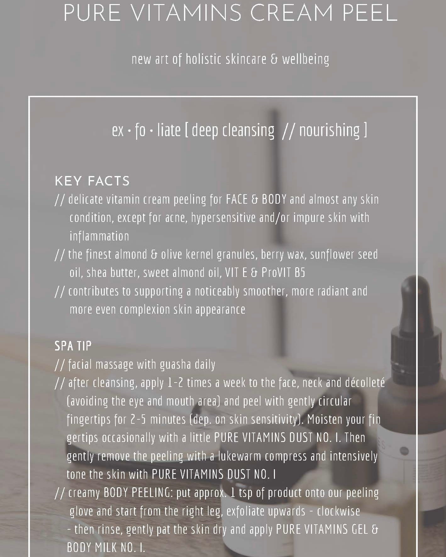 CELLBERRIES® Pure Vitamins Cream Peel - Sanftes veganes Creme-Peeling mit PHYTO-Complex, Mandel- und Olivengranulat für Gesicht und Körper, ideal bei empfindlicher Haut