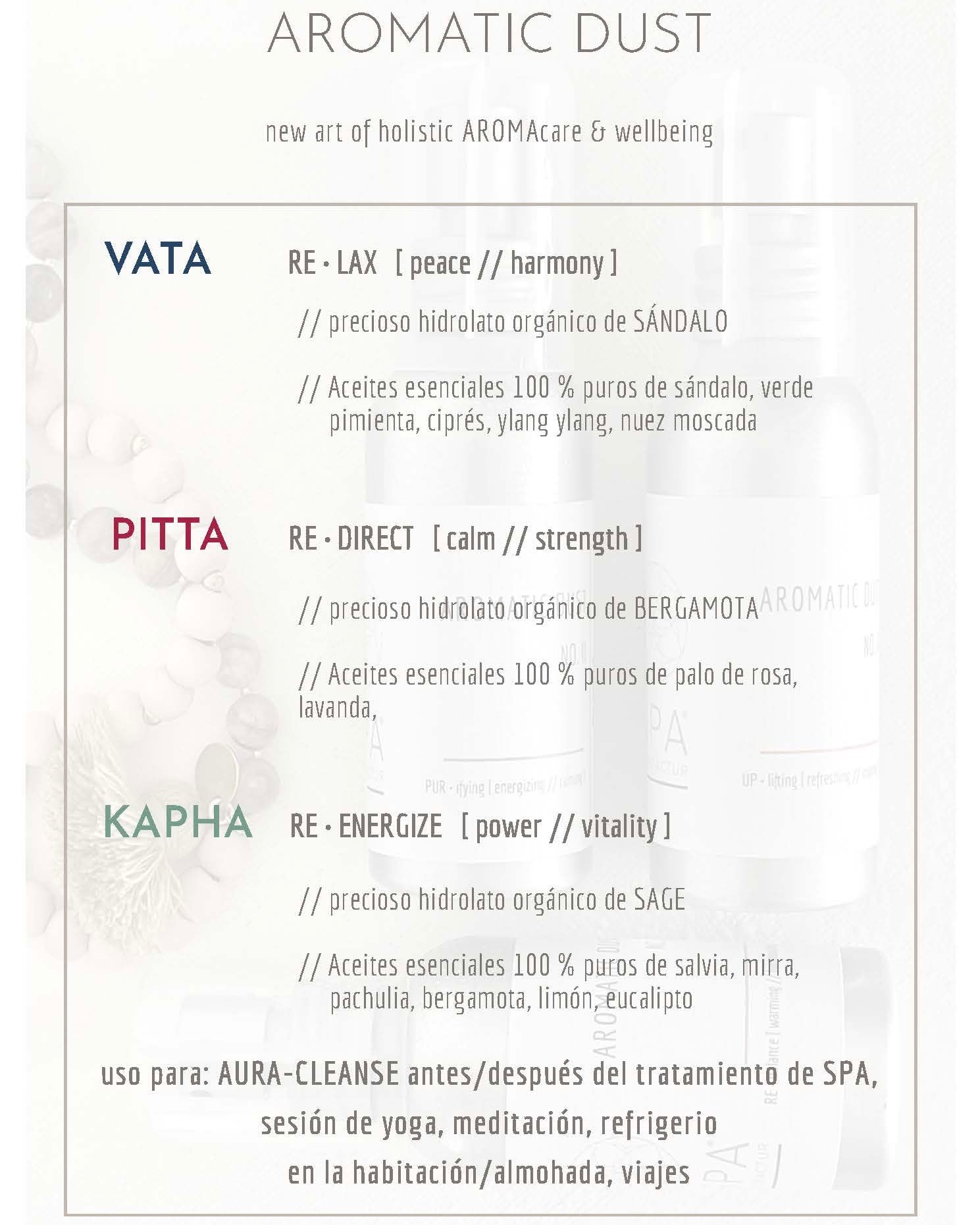 SPA MANUFACTUR® Aromatic Dust Pitta Balance - Luxuriöses Aromaspray mit Bio-Bergamottehydrolat und naturreinen botanischen Essenzen für Entspannung und Balance