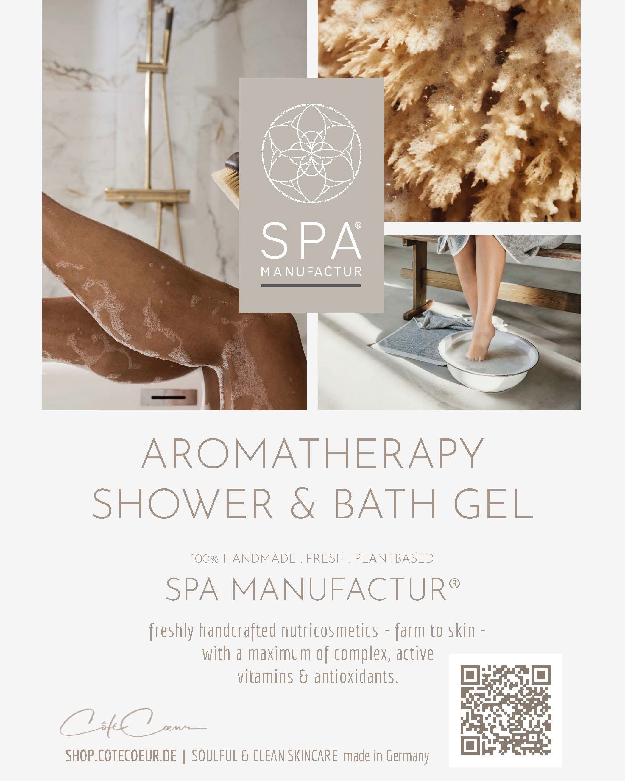 SPA MANUFACTR® Aromatherapie Dusch- & Badegel - Reinigende Kräuter mit ätherischen Ölen von Salbei, Bergamotte, Patchoulie und Lavendel