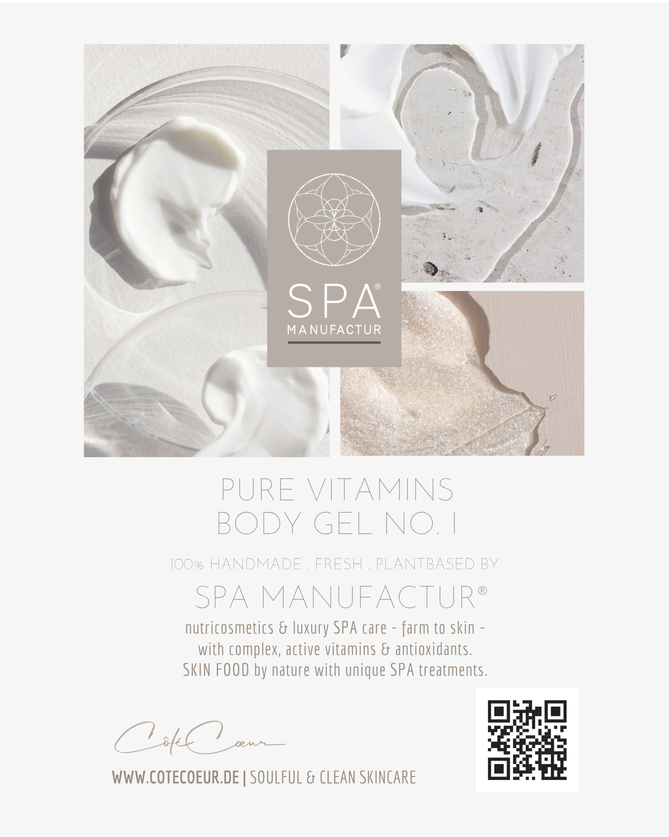 SPA MANUFACTUR Pure Vitamins Body Gel NO. I mit Hyaluron und Botanical Phytocomplex Produktkarte Vorderseite