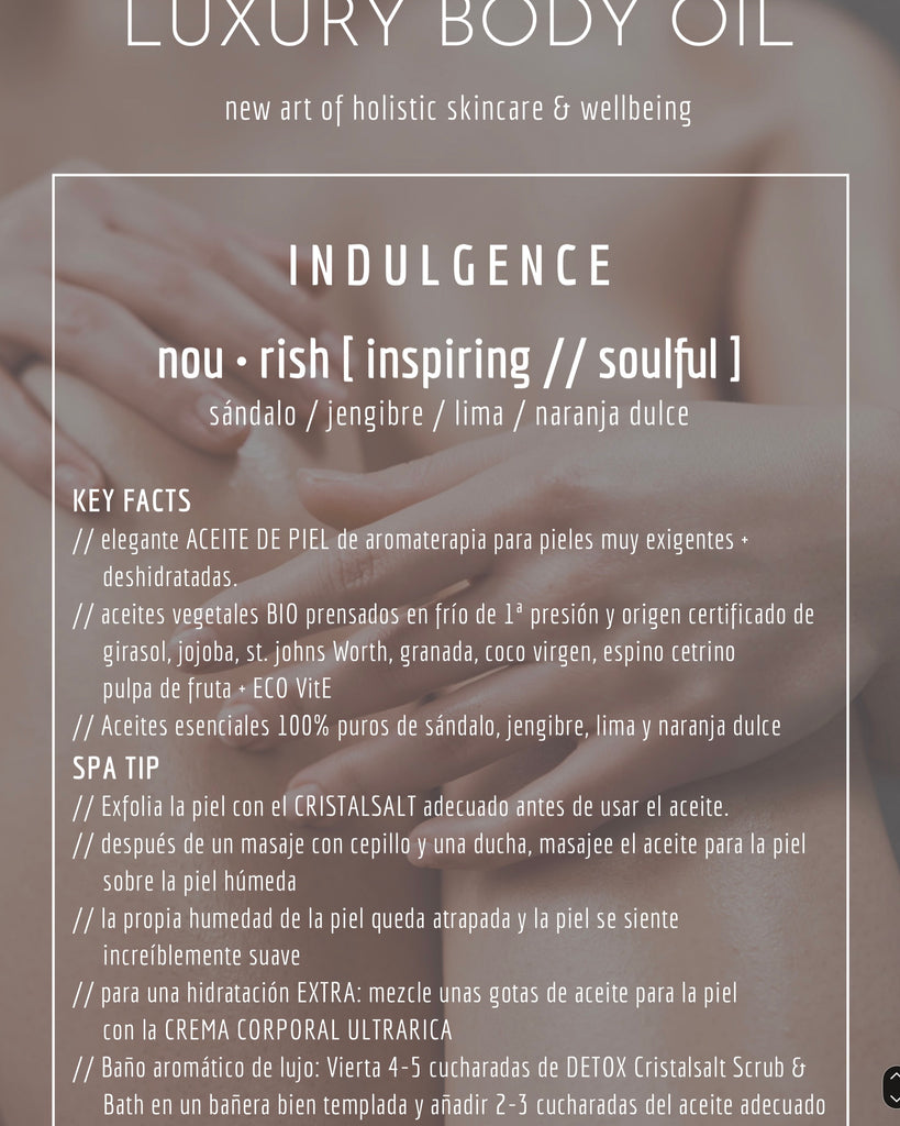 SPA MANUFACTUR® Luxury Body Oil INDULGENCE Productcard espanol